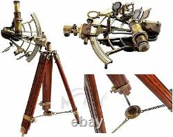 8 Brass Sextant With Tripod Wooden German Vintage Marine Nautical Gift Antique