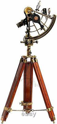 8 Brass Sextant With Tripod Wooden German Vintage Marine Nautical Gift Antique