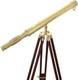 A Shiny Brass Nautical Single Barrel Telescope Wooden Tripod Ideal Home Decor