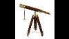 A Vintage Table Decorative Shiny Brass Tube Telescope With Antique Wooden Tripod High Magnification