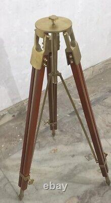 Almunium& Wooden Tripod Nautical Vintage Theater Stage Industrial Nautical Stand