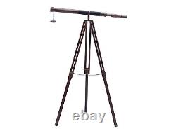 Antiqu Brass Telescope With Wooden Tripod Stand Vintage Nautical Decorative Gift