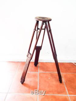 Antique 1910s/20s Wooden Tripod Camera Telescopic Vintage Decor Floor Lamp Stand