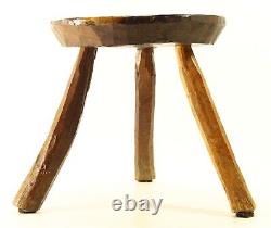 = Antique 19th C. Round Tripod Milking Stool, Great New England Primitive