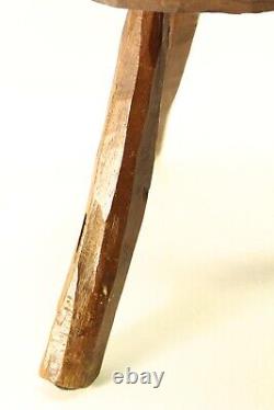 = Antique 19th C. Round Tripod Milking Stool, Great New England Primitive