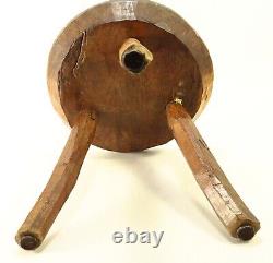 = Antique 19th C. Round Tripod Milking Stool, Great New England Primitive