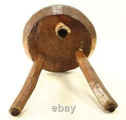 = Antique 19th C. Round Tripod Milking Stool, Great New England Primitive