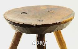 = Antique 19th C. Round Tripod Milking Stool, Great New England Primitive