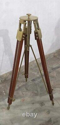 Antique Almunium& Wooden Tripod Vintage Theater Stage Industrial Nautical Stand
