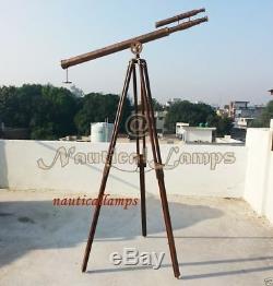 Antique Brass Collectible TELESCOPE Vintage Floor Standing With Tripod Stand
