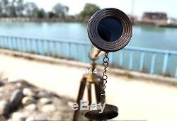 Antique Brass Spyglass Nautical Vintage Telescope Wooden Tripod Stand Gift Item