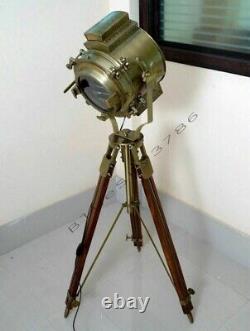 Antique Brass Telescope Standing Astro Floor Vintage WithTripod Stand Wooden