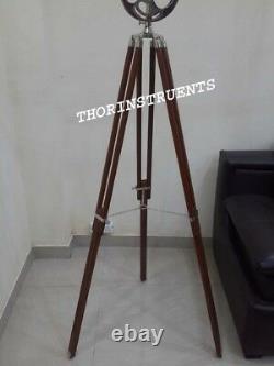 Antique Brass Telescope With Brown Tripod Stand Vintage Home Decor