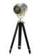 Antique Chrome & Black Finish Spotlight Tripod Teak Wooden Vintage Floor Lamp