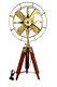 Antique Electric Pedestal Floor Fan Vintage Style With Wooden Tripod Stand Decor