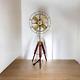 Antique Electric Pedestal Floor Fan Vintage Style With Wooden Tripod Stand Decor