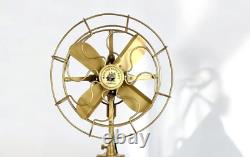 Antique Electric Pedestal Floor Fan Vintage Style With Wooden Tripod Stand Decor