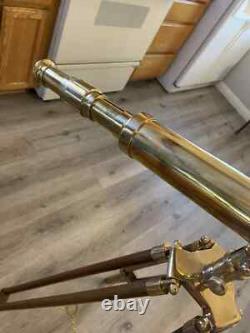 Antique Finish Nautical Spyglass Telescope With Wooden Brown Tripod Stand Brass