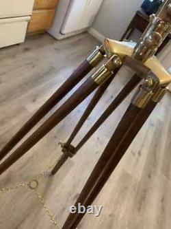 Antique Finish Nautical Spyglass Telescope With Wooden Brown Tripod Stand Brass