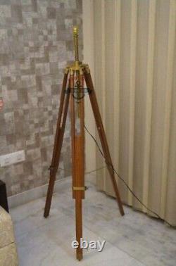 Antique Floor Lamp Without Shade Vintage Wooden Tripod Stand Nautical Home Decor