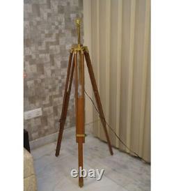 Antique Floor Lamp Without Shade Vintage Wooden Tripod Stand Nautical Home Decor