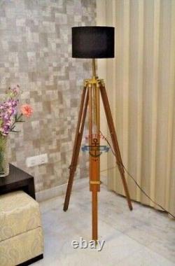 Antique Floor Lamp Without Shade Vintage Wooden Tripod Stand Nautical Home Decor