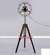 Antique Floor Light With Solid Wooden Tripod Floor Vintage Home Decor Fan Style