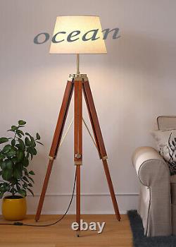 Antique Lamp Stand Adjustable Wooden Tripod Stand Vintage Floor Lamp Gift Item