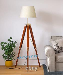 Antique Lamp Stand Adjustable Wooden Tripod Stand Vintage Floor Lamp Gift Item