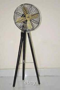 Antique Looking Fully Functional Royal Navy Fan WithWooden Tripod Stand Home Decor