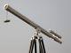 Antique Marine Navy Nautical Vintage Telescope Barrel Black Wooden Tripod Stand