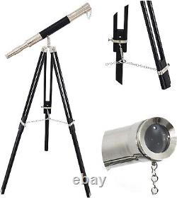Antique Marine Brass Telescope Vintage Black Tripod Standing Telescopes Nautical