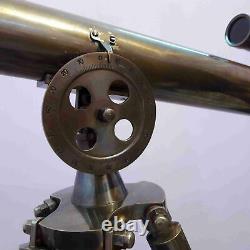 Antique Nautical 39 Inch Brass TELESCOPE Double Barrel With Wooden Tripod Stand