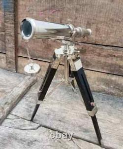 Antique Nautical Decorative Gift Solid Brass Telescope with Wooden Tripod Vintage