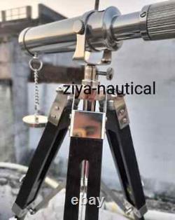 Antique Nautical Decorative Gift Solid Brass Telescope with Wooden Tripod Vintage