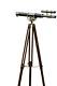 Antique Nautical Floor Standing Brass 18 Inch Telescope With Wooden Tripod Stand