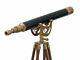 Antique Nautical Floor Standing Brass 39 Inch Telescope With Wooden Tripod Decor
