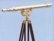 Antique Nautical Floor Standing Brass 39 Inch Telescope With Wooden Tripod Gift