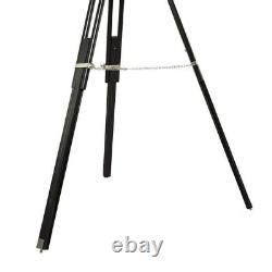 Antique Nautical Floor Standing Brass 39 Inch Telescope With Wooden Tripod Stand