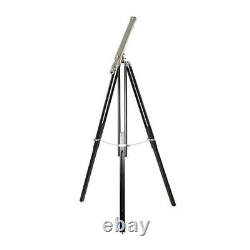 Antique Nautical Floor Standing Brass 39 Inch Telescope With Wooden Tripod Stand