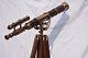 Antique Nautical Floor Standing Brass Telescope With Wooden Tripod Stand Gifnm92