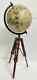 Antique Nautical Globe With Wooden Tripod Stand Vintage World Map Table Decor