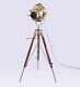 Antique Searchlight Spot Light With Wooden Tripod Floor Lamp Vintage Item