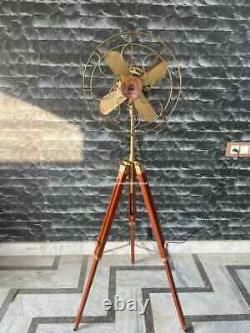 Antique Style Adjustable Wooden Tripod Fan Perfect Vintage Decor Christmas Gift