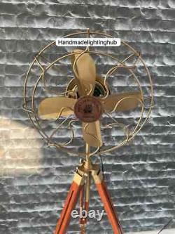 Antique Style Adjustable Wooden Tripod Fan Perfect Vintage Decor Christmas Gift