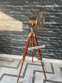 Antique Style Adjustable Wooden Tripod Fan Perfect Vintage Decor Christmas Gift