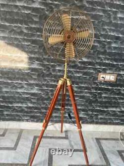 Antique Style Adjustable Wooden Tripod Fan Perfect Vintage Decor Christmas Gift