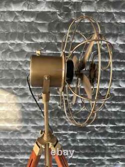 Antique Style Adjustable Wooden Tripod Fan Perfect Vintage Decor Christmas Gift