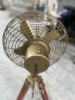 Antique Style Adjustable Wooden Tripod Fan Perfect Vintage Decor Christmas Gift