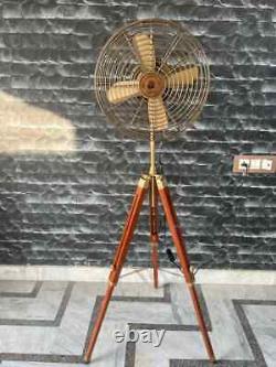Antique Style Adjustable Wooden Tripod Fan Perfect Vintage Decor Christmas Gift